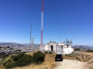 A 1930s Deco radio tower graces the north side.